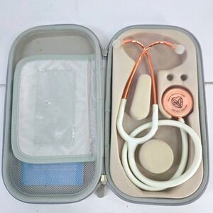FriCARE Rose Gold Dual Head Stethoscope w carrying case & light Medical Dr Nurse
